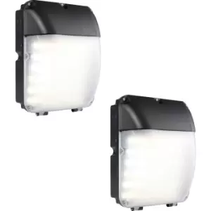 Image of 2 PACK Outdoor IP65 Bulkhead Wall Light - 30W Cool White LED - Weatherproof