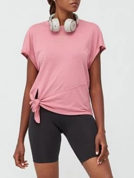 Image of Nike Training Pro Side Tie T-Shirt - Pink