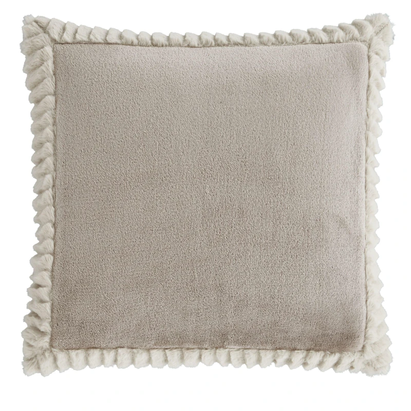 Image of Catherine Lansfield Velvet Faux Fur Cosy Cushion Natural 55X55CM MM13101