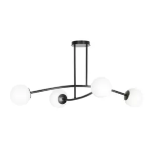 Image of Halldor Black Globe Ceiling Light with White Glass Shades, 4x E14