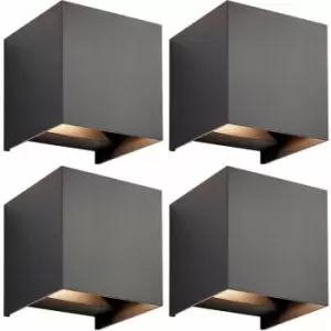 Image of 4 pack Twin Outdoor IP44 Cube Wall Light - 2 x 5.5W cct LED - Matt Black