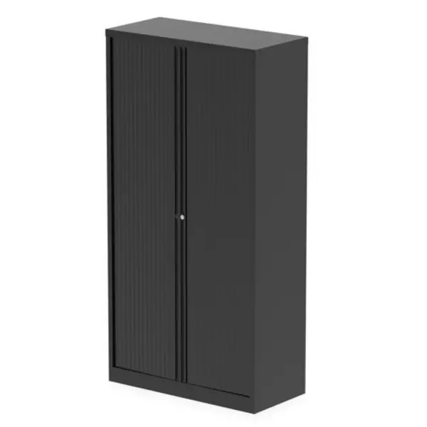 Image of Bisley Qube by Bisley 2000mm Side Tambour Cupboard Black No Shelves BIS2STBLK