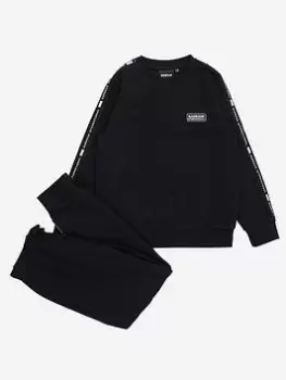 Image of Barbour International Boys Holburn Crew Neck Tracksuit - Black, Size Age: 6-7 Years