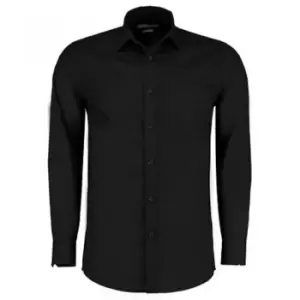 Image of Kustom Kit Mens Long Sleeve Tailored Poplin Shirt (18) (Black)