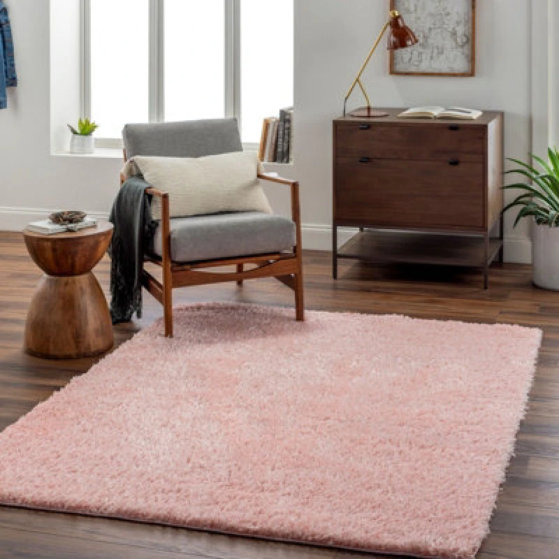 Image of Livabliss Shaggy Solid Color Plush Pile Pink Soso Area Rug 200 X 275cm - Easy Care, Non Shedding, Ideal For Living Room & Bedroom
