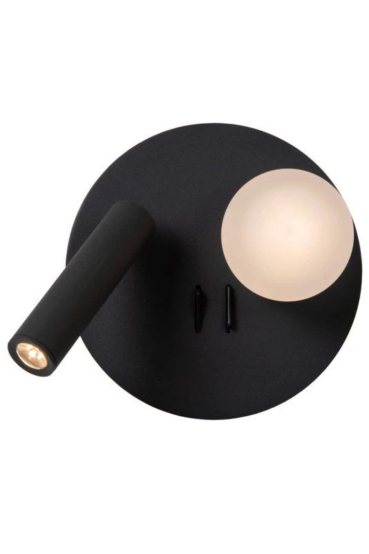 Image of Lucide Lucide Matiz LED Wall Light with Reading Light - Black