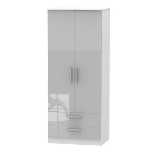 Image of Goodland 2-Door Wardrobe with Drawers - Grey
