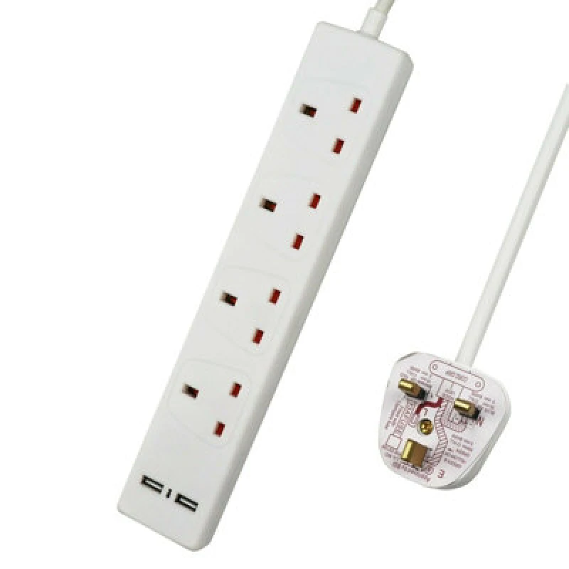 Image of Extrastar 4 Gang Built-In USB Extension Lead 1M 13A