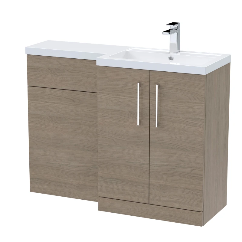 Image of Balterley Vanity Basin and WC Unit Right Hand Solace Oak 1100mm x 390mm Brown