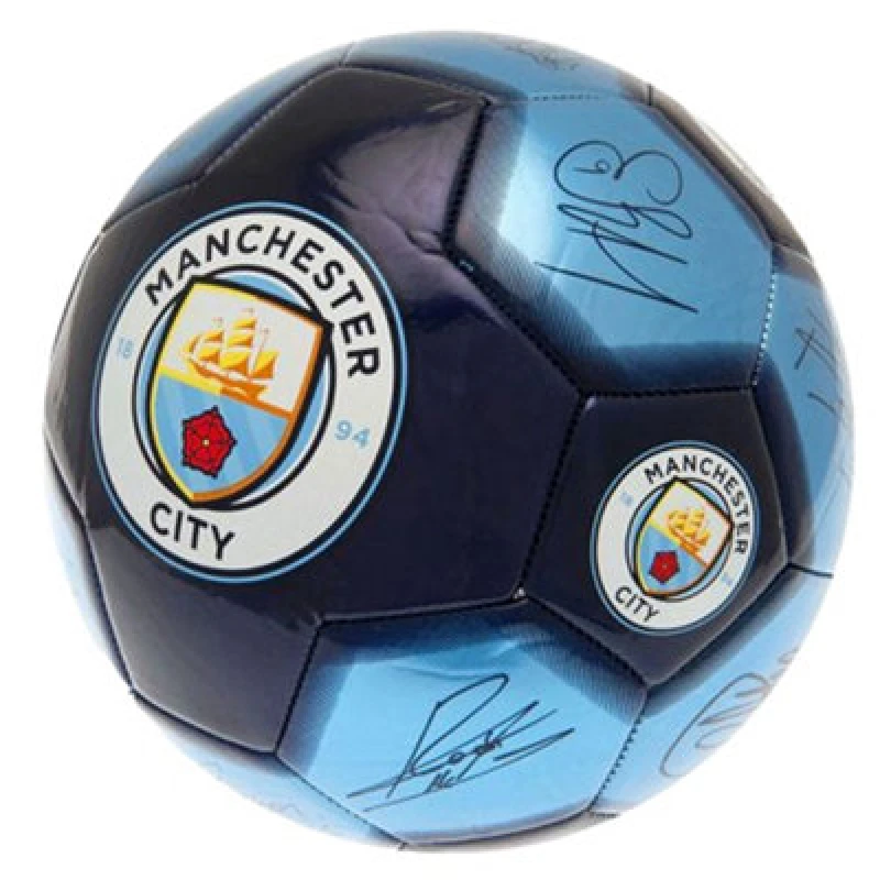 Image of Manchester City Fc Printed Signature Mini Football Sky Blue/blue/white (1)