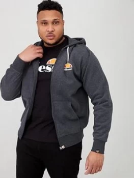 Image of Ellesse Plus Size Miletto Zip Through Hoodie - Dark Grey Marl