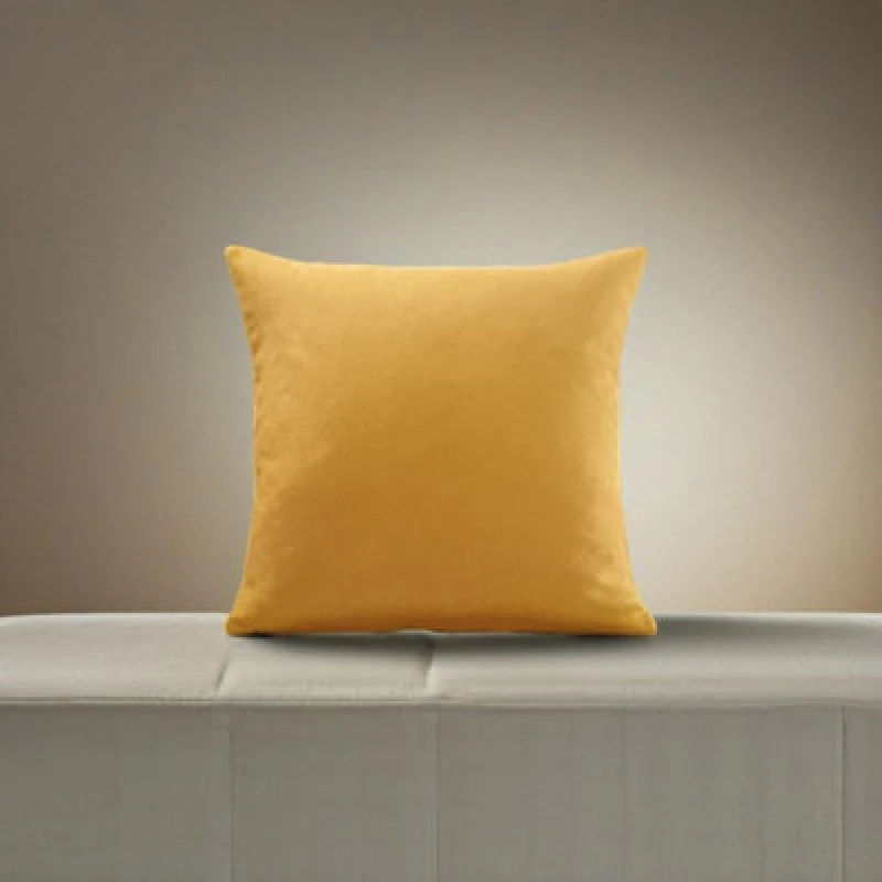 Image of Essential Living Plain Velvet Chenille Cushion - Ochre, Yellow VCCFOCH