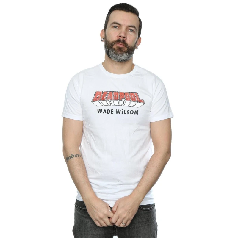 Image of Marvel Marvel Men Deadpool AKA Wade Wilson T-Shirt in White Size: Small White S Male 5059114846504