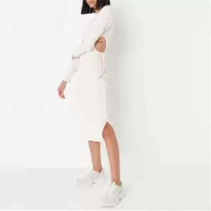 Image of Missguided Ruched Cut Out Midi Dress - Neutral