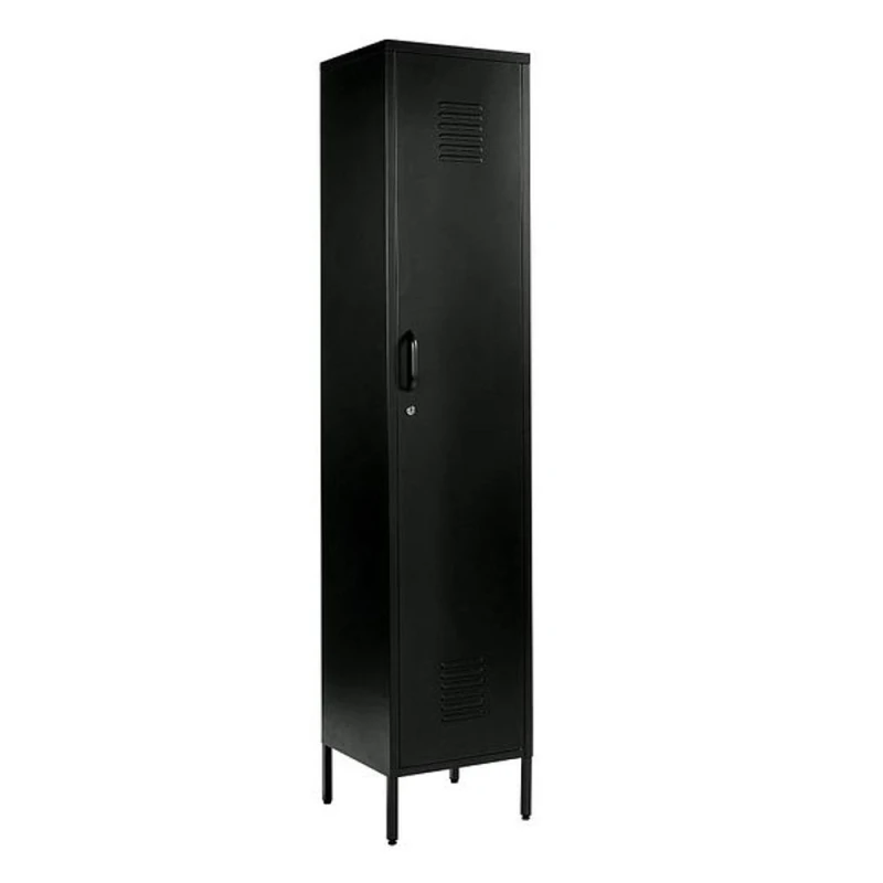 Image of Moderna Black Metal 3 Shelve Locker Cabinet, 1 Door Storage Cupboard for Home or Office Size: Large Black Unisex Large