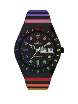 Image of Timex Womens Q Rainbow Black Case And Rainbow Bracelet Black Women'S Watch