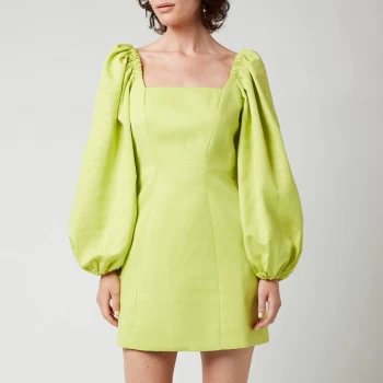 Image of Ted Baker Womens Disina Mini Jacquard Exaggerated Sleeve Dress - Light Yellow - UK 10