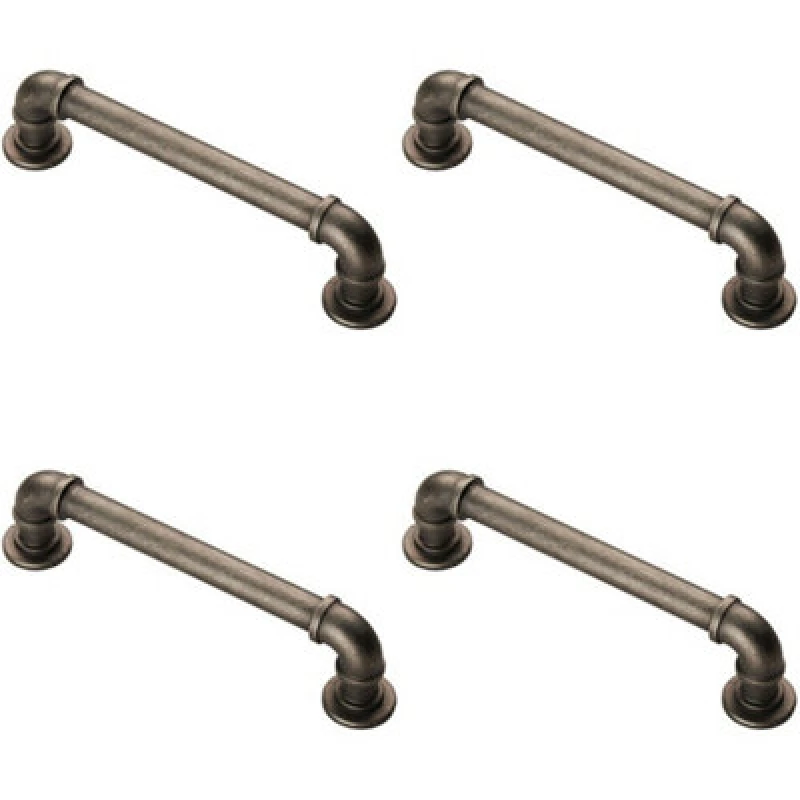 Image of Loops 4x Pipe Design Cabinet Pull Handle 128mm Fixing Centres 12mm Dia Pewter Multi unisex