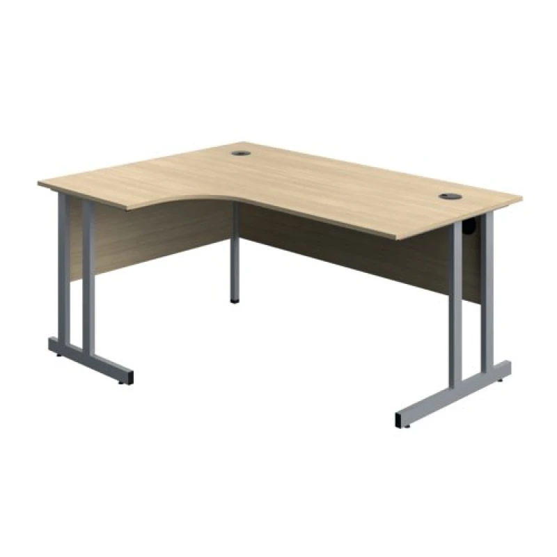 Image of Serrion Twin Upright Left Hand Corner Desk 1600x1200x730mm Oak/Silver KF800256