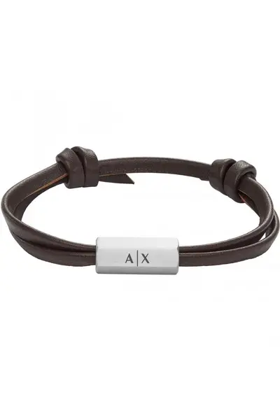 Image of Armani Exchange Jewellery Leather Bracelet - Axg0096040 Brown