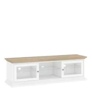Image of Paris TV Unit Wide 2 Doors 1 Shelf In White And Oak Effect