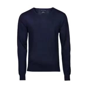 Image of Tee Jays Mens Merino Blend V Neck Jumper (M) (Navy)