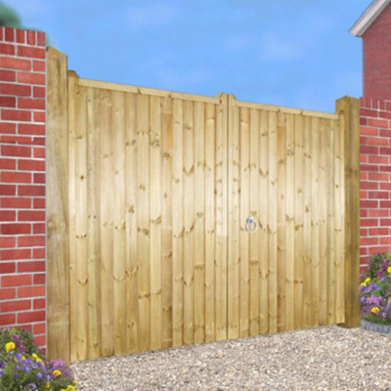 Image of Burbage Iron Craft Drayto Wooden Driveway Garden Gates 2700mm Wide X 1800mm High Dr62