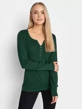 Image of Long Tall Sally Dark Green Ls Henley Top, Green, Size 22-24, Women
