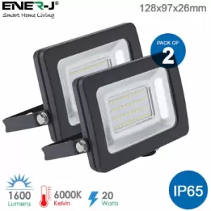 Image of Led Floodlight Non pir Slim Line Black Body with 2 Years Warranty (20 Watts, 6000K) Pack of 2