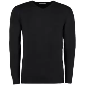 Image of Kustom Kit Mens Arundel Long Sleeve V-Neck Sweater (M) (Black)
