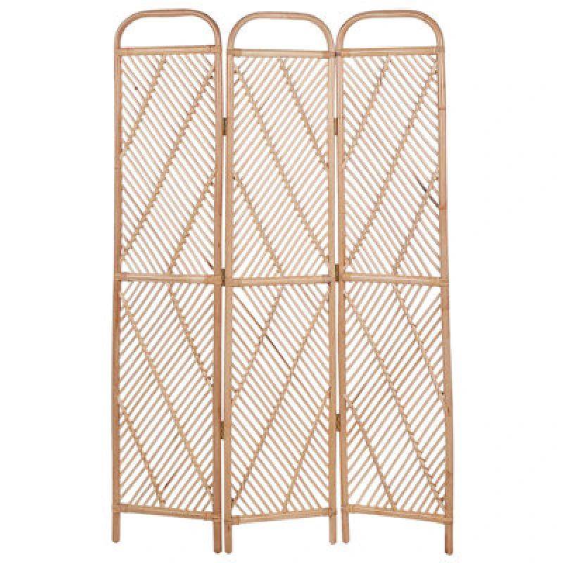 Image of Beliani 3 Panel Room Divider Cosenza Light Brown 106cm 180 Cm