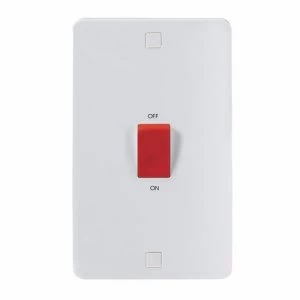 Image of KnightsBridge Pure 9mm 45A White 2G Double Pole 230V Electric Cooker Wall Plate Switch