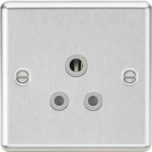 Image of KnightsBridge 5A Unswitched Socket - Rounded Edge Brushed Chrome Finish with Grey Insert
