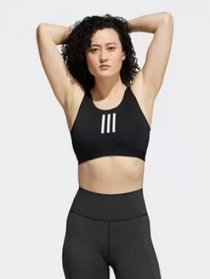 Image of adidas Dont Rest Medium-support 3-stripes Bra, Black/White, Size S, Women