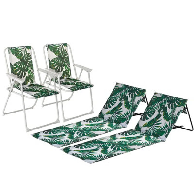 Image of Harbour Housewares 4-Piece Folding Beach Furniture Set - Banana Leaf