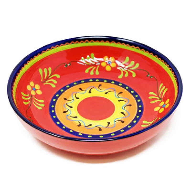 Image of Verano Spanish Ceramics Classic Spanish Hand Painted Kitchen Dining Food Bowl 26cm Daisy Chains Multi