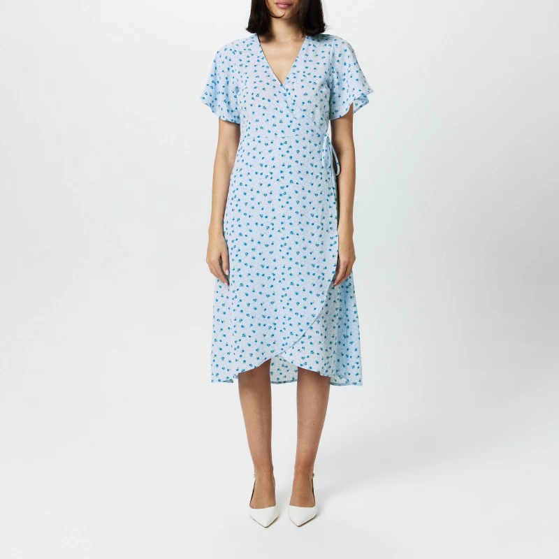 Image of Vero Moda VM Saki Wrap Dress - Blue Blue 8