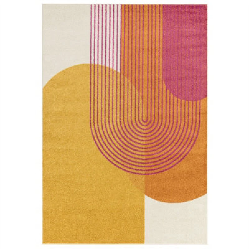 Image of Orange Funky Modern Easy To Clean Abstract Rug For Dining Room -160Cm X 230Cm