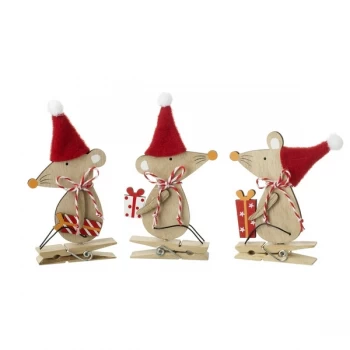 Image of Wooden Mouse Pegs (Set of 3)