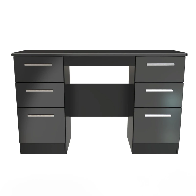 Image of Harrow Double Pedestal Desk In Black Gloss (Ready Assembled)