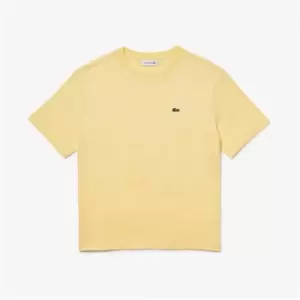 Image of Lacoste Womens Crew Neck Premium Cotton T-Shirt Size 8 Yellow