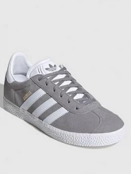 Image of Adidas Originals Gazelle Junior Trainers - Grey/White