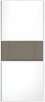 Image of Wickes Sliding Wardrobe Door Fineline White Panel and Cappuccino Glass - 2220 x 762mm