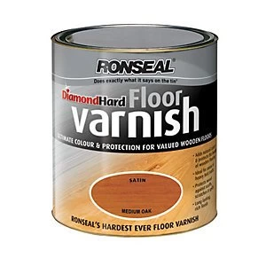 Image of Ronseal Diamond Hard Floor Varnish - Medium Oak 2.5L