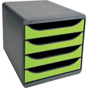 Image of Exacompta Drawer Unit Big-Box Polystyrene Grey, Green 27.8 x 34.7 x 26.7 cm