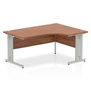 Image of Dynamic Corner Right Hand Crescent Desk Walnut MFC Cable Managed Cantilever Leg Grey Frame Impulse 1600/1200 x 600/800 x 730mm