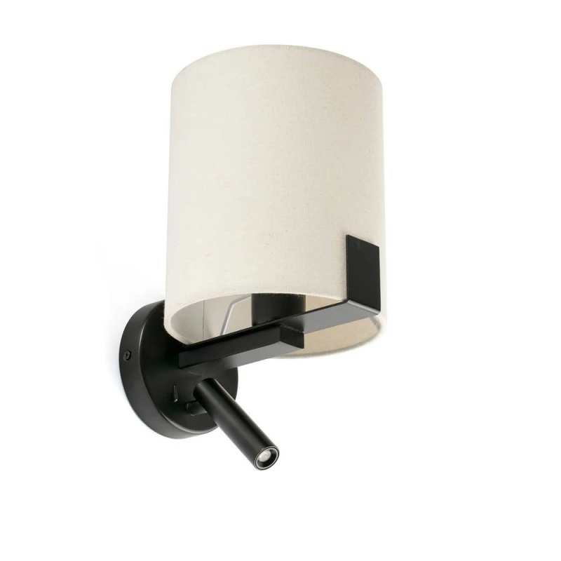 Image of Nila Reading Light Matt Black With Off White Shade
