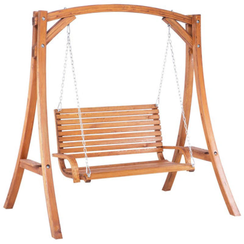 Image of Beliani Patio Swing Novara Larch Wood Brown