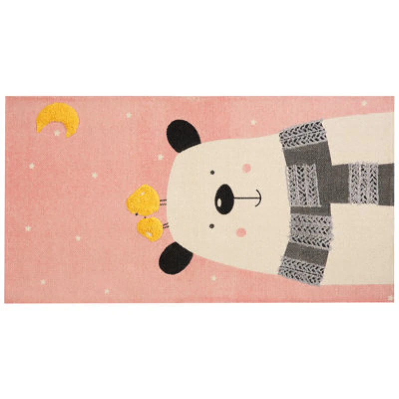 Image of Beliani Kids Rug Tapak Pink 80 X 150 Cm Cotton