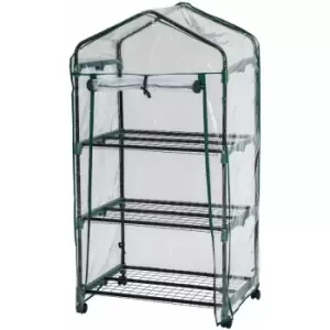Image of Mobile greenhouse w/ 3 shelves (69 x 49 x 125 cm) - mini greenhouse, small greenhouse, greenhouse shelving - transparent